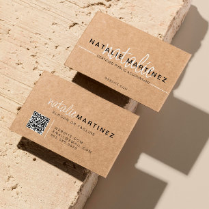 Beruflicher QR-Code Elegant Trendy Script Kraft Visitenkarte