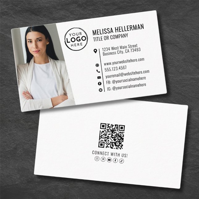 Beruflicher QR-Code Foto Ihr Logo Visitenkarte (Professional Photo QR Code Company Your Logo Business Card)