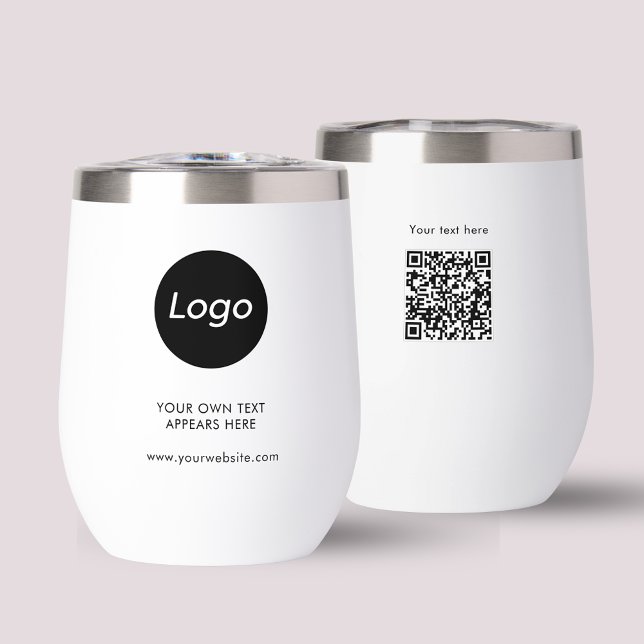 Beruflicher QR-Code für einfache Logos (Logo Wine Tumbler with QR code. Just add your own logo, website, text and edit the QR code!)