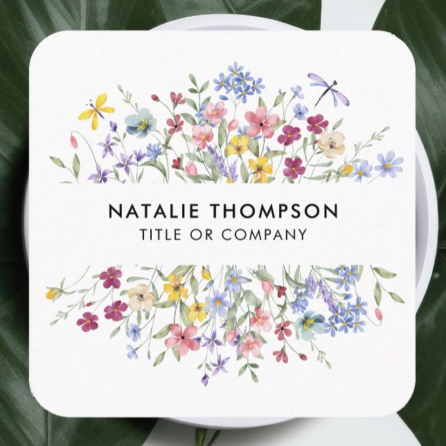 Beruflicher QR-Code für elegante Wildblume Quadratische Visitenkarte (Von Creator hochgeladen)