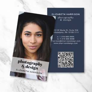 Beruflicher QR-Code für Foto Blau Visitenkarte