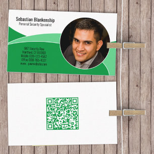 Beruflicher QR-Code für Foto grüne Sicherheit Visitenkarte