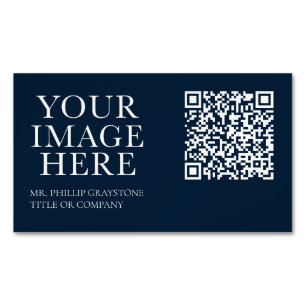 Beruflicher QR-Code für Navy und White Magnetische Visitenkarte