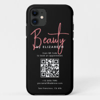 Beruflicher QR-Code für Schwarz-Rosa-Script-Beauty
