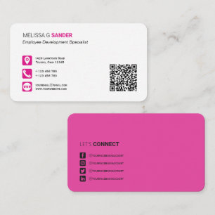 Beruflicher QR-Code für Social Media heißen rosa Visitenkarte
