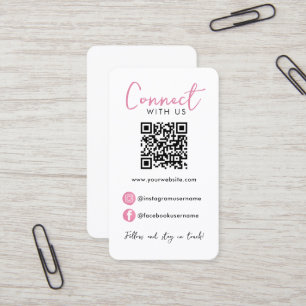 Beruflicher QR-Code in weißrosa Verbindung mit uns Visitenkarte