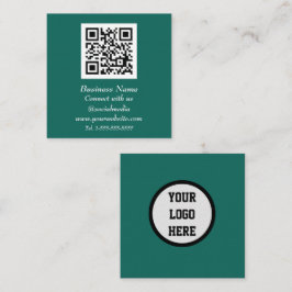 Beruflicher QR Code Scannable Emerald Green Quadratische Visitenkarte