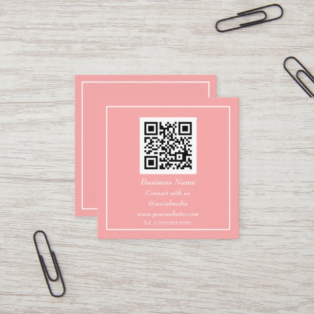 Beruflicher QR Code Scannable Orange Modern Quadratische Visitenkarte (Vorderseite/Rückseite Beispiel)
