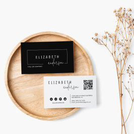 Beruflicher QR-Code Schwarz-weiß modern Visitenkarte