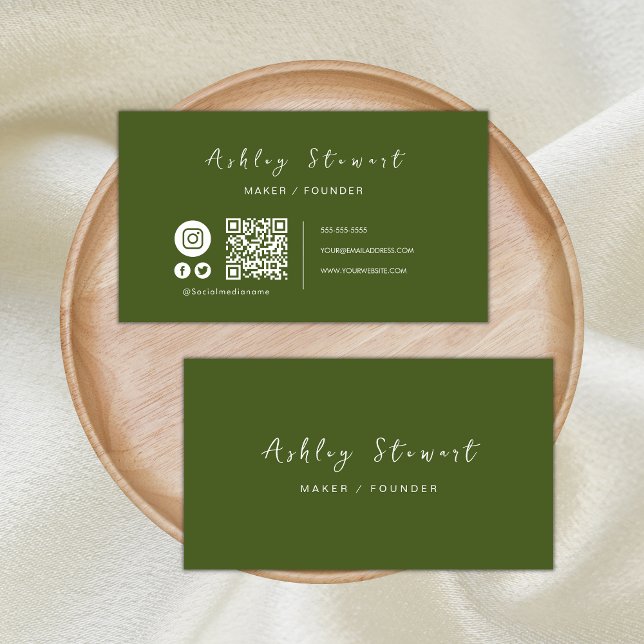 Beruflicher Qr Code Social Media Movie Green Visitenkarte (Von Creator hochgeladen)