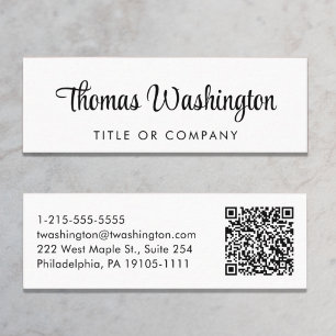 Beruflicher QR-Code Stilvolles Skript Mini Visitenkarte