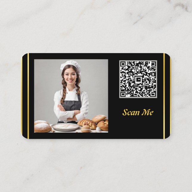 Beruflicher QR-Code und Foto-Bäckerei Visitenkarte (Rückseite)