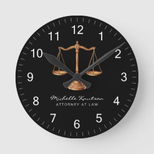 Beruflicher Rechtsanwalt Luxus Black Gold Runde Wanduhr