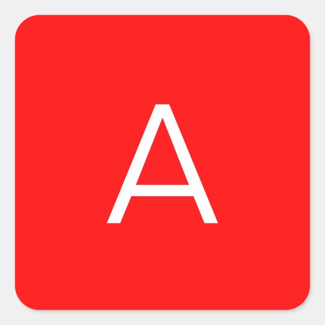 Beruflicher roter Anfangsbuchstabe Quadratischer Aufkleber (Vorderseite)