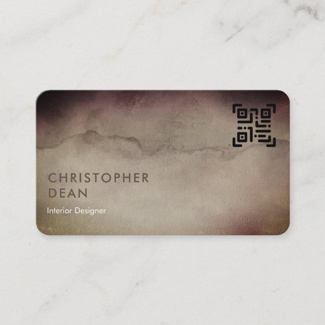 Beruflicher rustikaler brauner Abstrakter QR-Code Visitenkarte (Vorderseite)