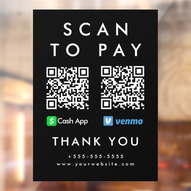 Beruflicher Scan zur Bezahlung von Venmo Cash App  Fensteraufkleber (Blatt 2)