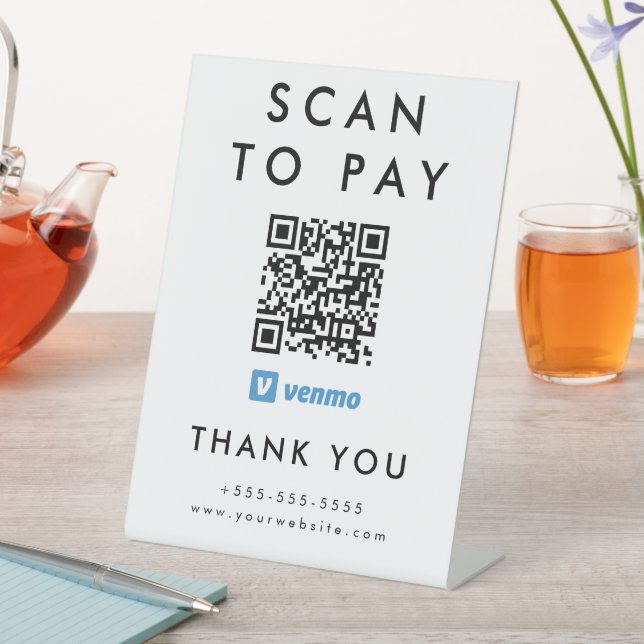 Beruflicher Scan zur Bezahlung von Venmo QR Code W Sockelschild (In Situ)