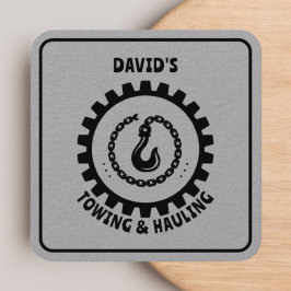 Beruflicher Schleppservice schwarz & grau Quadratische Visitenkarte