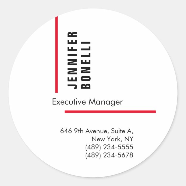 Beruflicher schlicht minimalistischer moderner Sti Runder Aufkleber (Vorderseite)