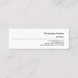 Beruflicher Schwarz-weißer Schlichter Architekt Mini Visitenkarte