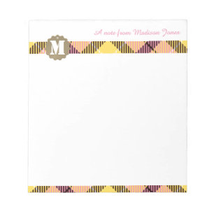 Beruflicher Skriptname Modernes Monogramm Tartan Notizblock