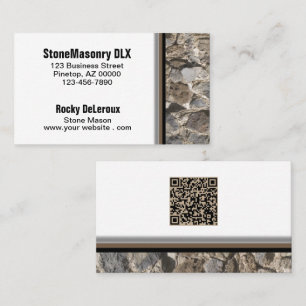 Beruflicher Stonemason Rustic Rock Border QR Code Visitenkarte