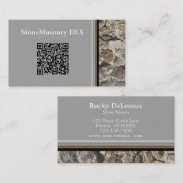 Beruflicher Stonemason Rustic Rock Border QR Code Visitenkarte