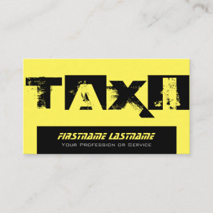 Beruflicher Taxifahrer gelbes Taxi Visitenkarte