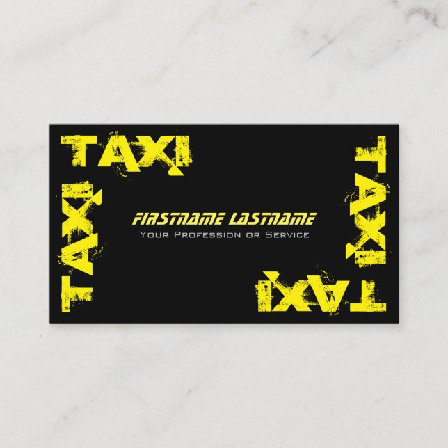 Beruflicher Taxifahrer gelbes Taxi Visitenkarte (Vorderseite)