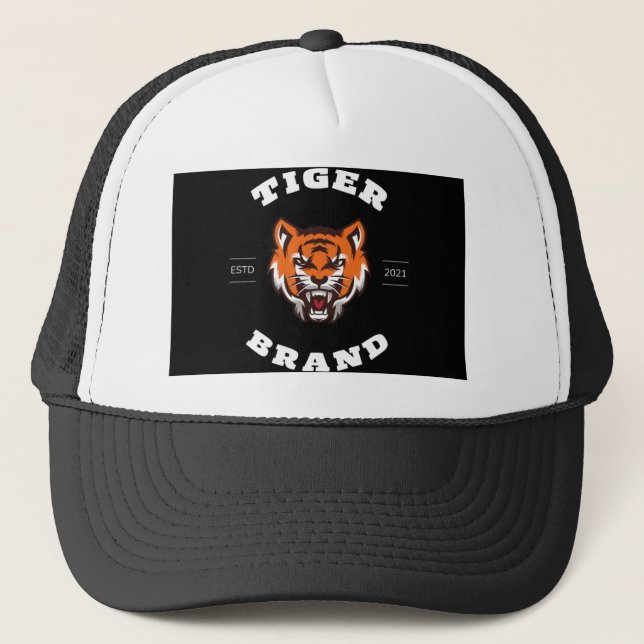 Beruflicher Tiger, schwarz und orange Truckerkappe (Vorderseite)