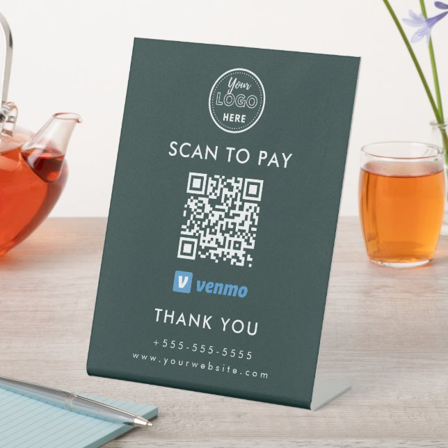 Beruflicher Venmo QR Code Scan zur Bezahlung dunke Sockelschild (In Situ)