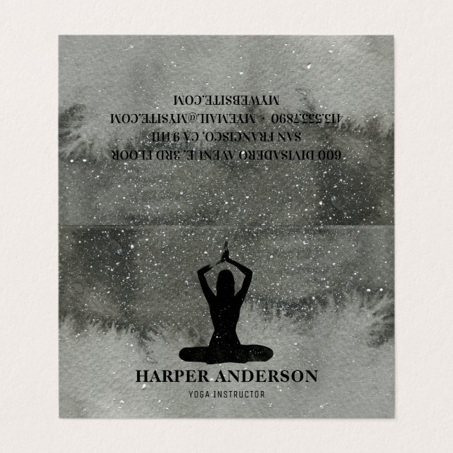 Beruflicher Wasserfarben-Yoga-Lehrer Visitenkarten (Außenseite Aufgefaltet)