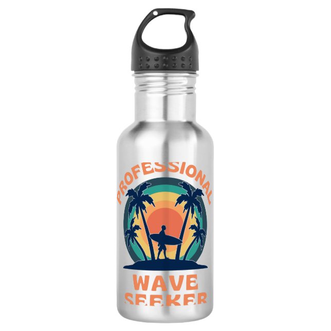 Beruflicher Wellenreiter Surfer Edelstahlflasche (Vorderseite)