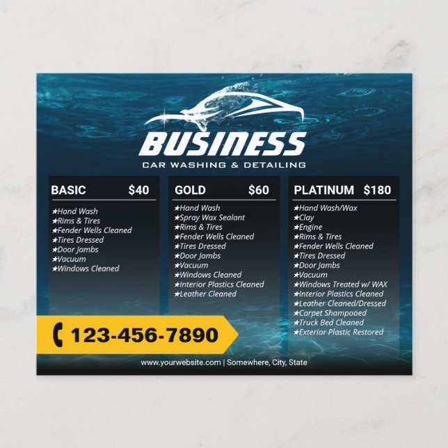 Berufliches Auto im Detail Auto Wash Preis Paket Flyer (Vorne)