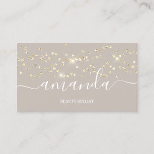 Berufliches Beauty Makeup Logo Gold Confetti Hair Visitenkarte