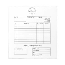 Berufliches benutzerdefiniertes Logo-Rechnung Busi Notizblock