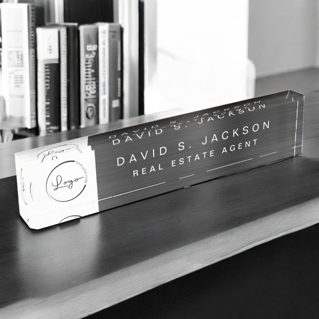 Berufliches, benutzerdefiniertes Logo Schwarz Namensplakette (Von Creator hochgeladen)