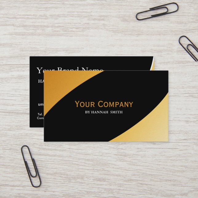 Berufliches Black Gold Metal Modernes Elegantes Visitenkarte (Vorderseite/Rückseite Beispiel)