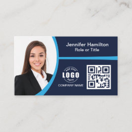 Berufliches Blau Fügen Sie Ihrem Logo QR-Code hinz Visitenkarte