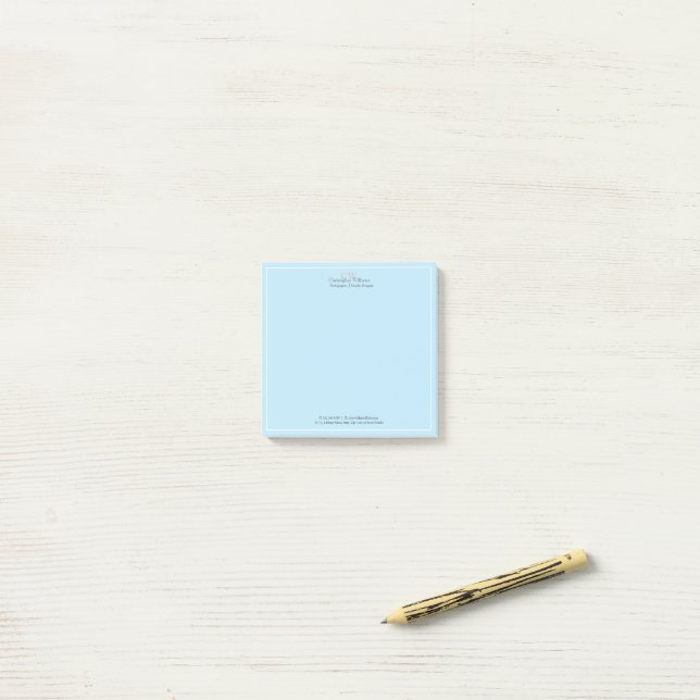 Berufliches Blau Minimalistisch Post-it Klebezettel (Auf Schreibtisch)