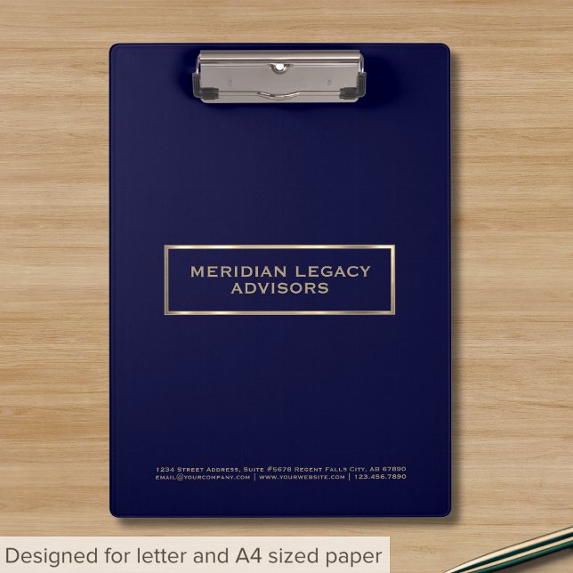 Berufliches Blau und Gold Klemmbrett (Von Creator hochgeladen)