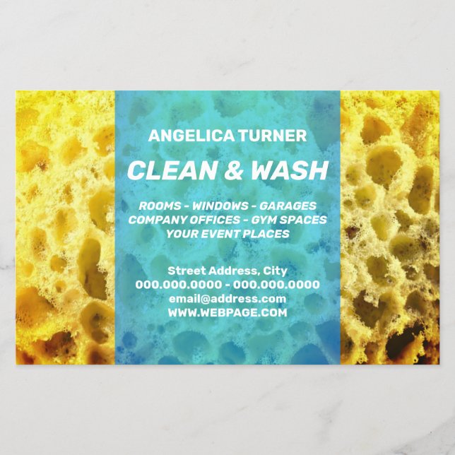 Berufliches blaues Päckchen mit Schwammspass Flyer (Vorne)