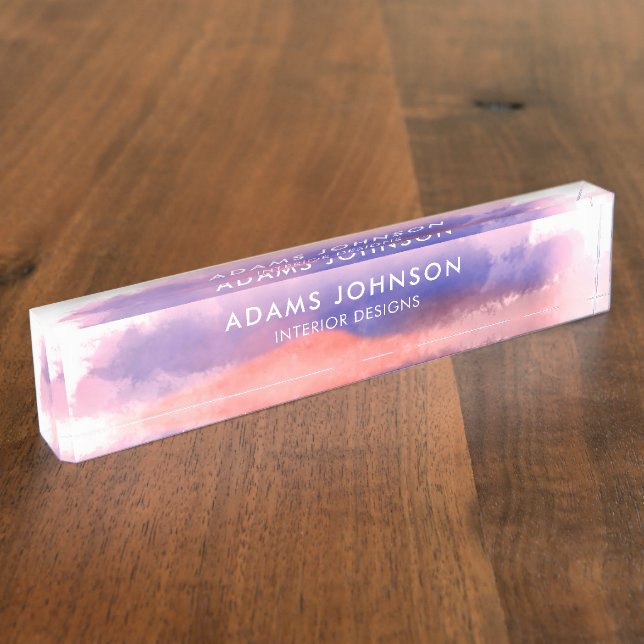 Berufliches blaues Wasser Abstrakt Namensplakette (Seite)