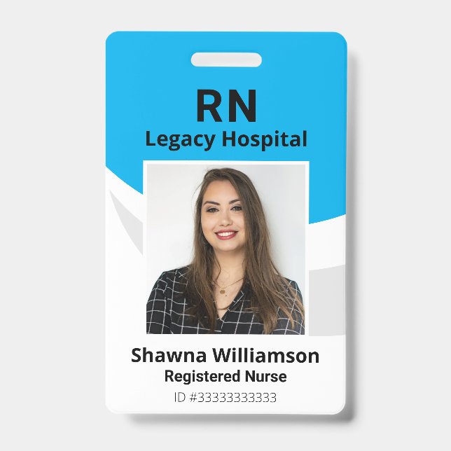 Berufliches Blue Foto-ID-Abzeichen mit Bar Code Ausweis (Vorderseite)