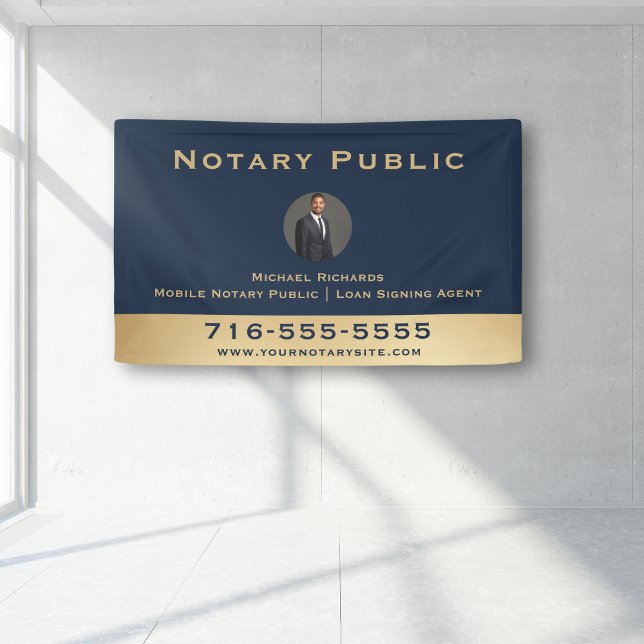 Berufliches Blue Notary Round Foto Marketing Banner (Von Creator hochgeladen)