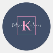 Berufliches Branding-Logo Navy Blue Pink Monogram