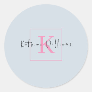 Berufliches Branding-Logo Navy Pink Monogram Runder Aufkleber
