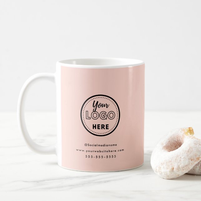 Berufliches Branding Minimalistisch-Rosa-Logo Kaffeetasse (Mit Donut)