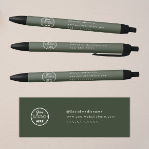 Berufliches Branding Minimalistisch-Waldgrün-Logo Kugelschreiber