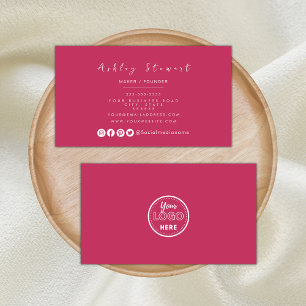 Berufliches Branding Minimalistisches Hot-Pink-Log Visitenkarte